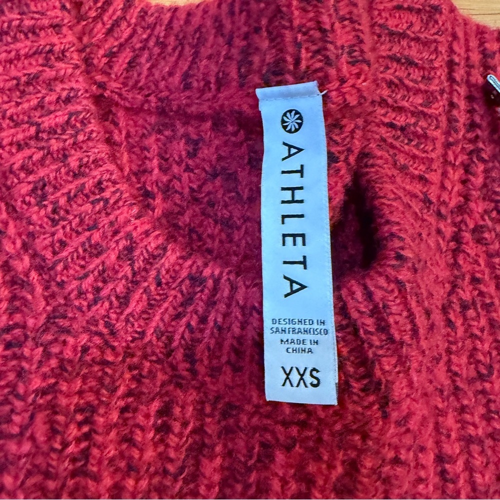 Athleta Sierra Crew Sweater in Candy Red Marl - Size XXS Wool Blend - Picture 5 of 7